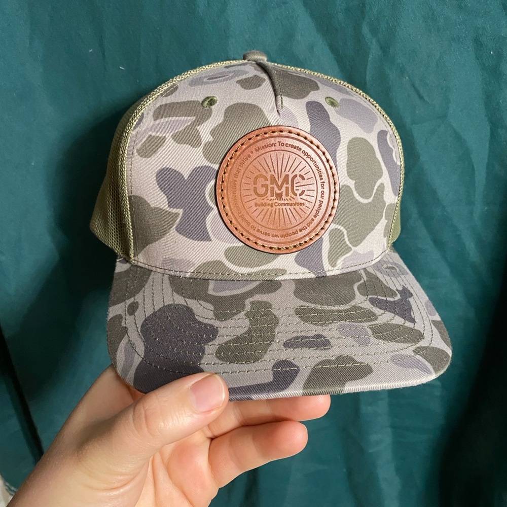 Camouflage Trucker Hat with Leather Patch